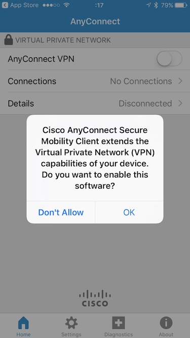 Enable AnyConnect on iOS