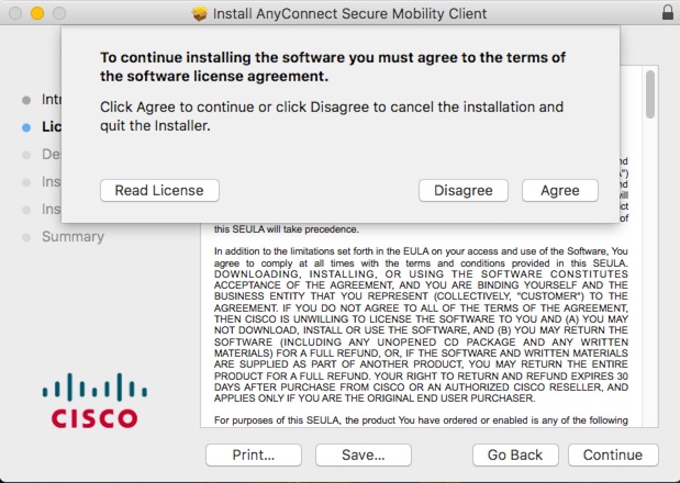 AnyConnect Installer License Agreement Agree